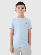 Koszulki dla chłopców - 4F T-shirt regular gładki chłopięcy - niebieski 122 (6-7 lat) - miniaturka - grafika 1