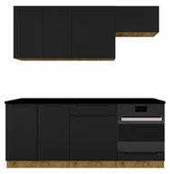 Meble kuchenne - Komplet mebli kuchennych dąb artisan + czarny K4-G76 - miniaturka - grafika 1