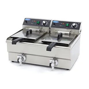 Frytkownica 2x 13 L - 2 Kosze - z kranem - Frytownica - Frytownica z podwójnym cateringiem - Stal nierdzewna - Profesjonalna - 26 litrów - Frytownice gastronomiczne - miniaturka - grafika 1
