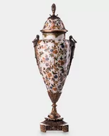 Zabawki kreatywne - Porcelanowa Amfora okuta Brązem z Kwiatami Biała - miniaturka - grafika 1