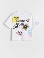 Koszulki dla dziewczynek - Reserved - T-shirt z nadrukiem - złamana biel - miniaturka - grafika 1