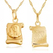 Biżuteria religijna - Murrano Złoty Medalik 333 Matka Boska na Papirusie Łańcuszek Grawer ZZ-167_PAN-333-1MM - miniaturka - grafika 1