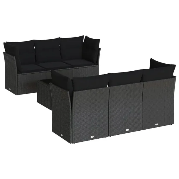 Zestaw mebli ogrodowych modułowych czarny rattan PE, stół 55x55x37 cm