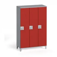 Szafy biurowe - B2B Partner Szafa trzyczęściowa 1400 x 900 x 400 mm, szary/czerwony 6100901 - miniaturka - grafika 1