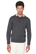 Bluzy męskie - Trendyol Męska bluza z golfem, gładka, wąska bluza, czarna, XL, Czarny, XL - miniaturka - grafika 1