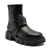 Botki damskie - Love Moschino Skórzane botki na platformie - miniaturka - grafika 1