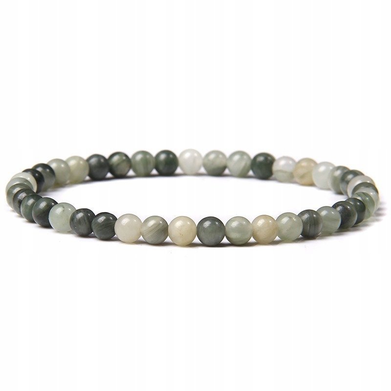 Bransoletka Damska Kamień Naturalny Grass Stone 4 mm Koraliki Elastyczna