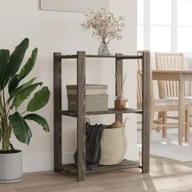 Szafy i regały magazynowe - The Living Store Regał z 3 półkami - szary - 60x38x90 cm - lite drewno sosnowe - Regał - miniaturka - grafika 1