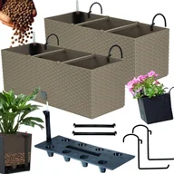 Donice - 2x Doniczka balkonowa 51cm + uchwyty / haki, nawadniacz Skrzynka na balkon + keramzyt 5l - miniaturka - grafika 1