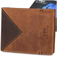 Portfele - Męski portfel skórzany klasyczny duży poziomy skóra naturalna brązowy RFiD - miniaturka - grafika 1