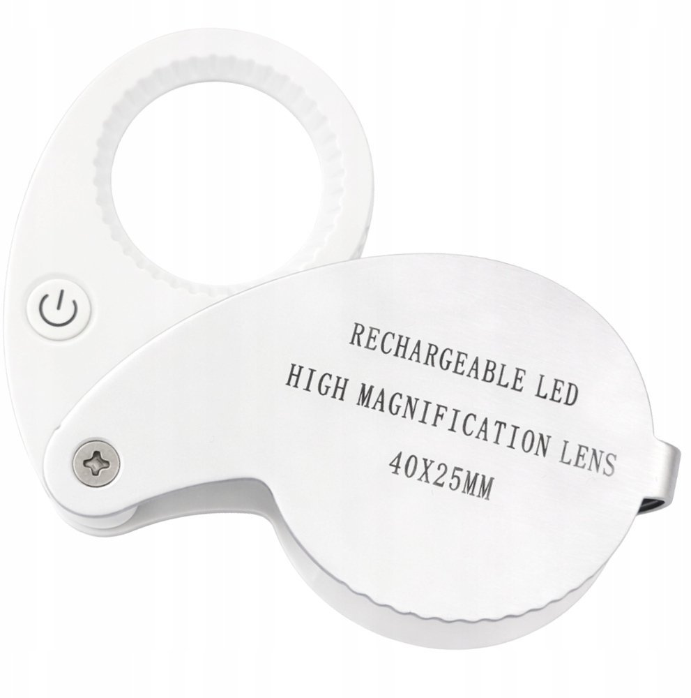 Lornetka Verk Lupa jubilerska powiększenie 40x kieszonkowa składana 25mm dioda 9 led