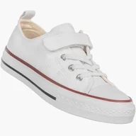 Buty dla dziewczynek - Trampki Dziecięce na Rzepy Buty Białe Materiałowe Sportowe RC06P Biały 37 - miniaturka - grafika 1