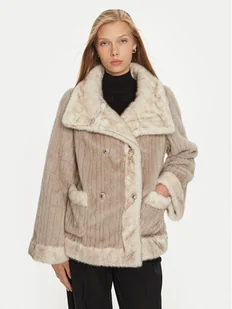 Fracomina Futro FR24WC4002O44501 Szary Regular Fit - Płaszcze damskie - miniaturka - grafika 1