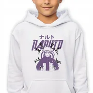 Bluzy dla dziewczynek - Bluza Dziecięca Kaptur Biała Na Prezent Dla Fana Mangi Naruto Anime Wz 116 - miniaturka - grafika 1