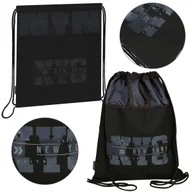 Pokrowce na ubrania - New York Czarny worek na buty, worek szkolny na ramię 45x36cm STARPAK - miniaturka - grafika 1