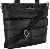 Torebki damskie - TOREBKA Damska MONNARI Czarna SHOPPER BAG PIKOWANA NA RAMI�� PASEK KROPKI - miniaturka - grafika 1