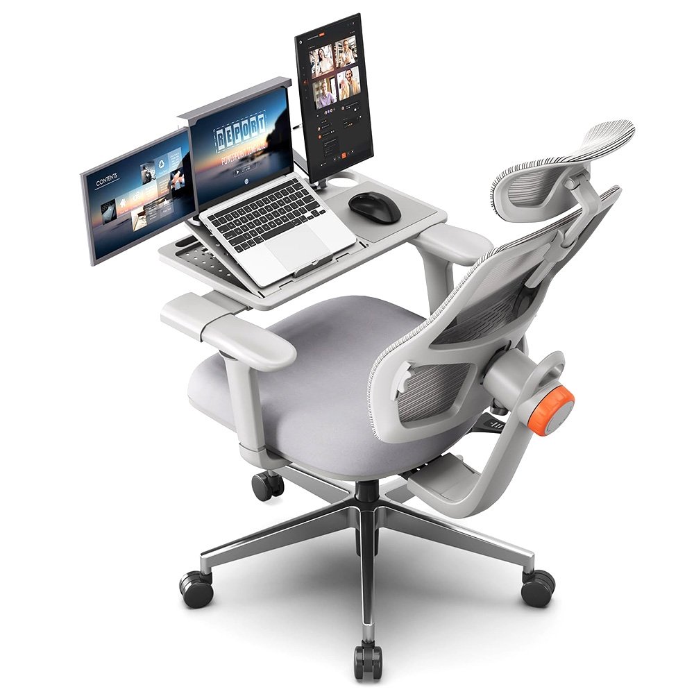 NEWTRAL MAGICH003 Ergonomic Office Chair Auto-Following Backrest Adaptive Lower Back Support Adjustable Headrest Seat Gray