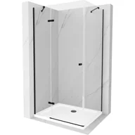 Kabiny prysznicowe - Mexen Roma kabina prysznicowa uchylna 80x110 cm, transparent, czarna + brodzik Flat, biały - miniaturka - grafika 1