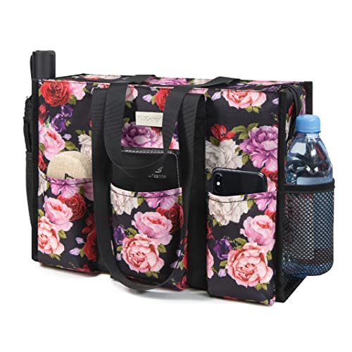 TOPDesign Wodoodporna, użytkowa torba na ramię z 13 kieszeniami zewnętrznymi i wewnętrznymi, górnym zapięciem na zamek błyskawiczny i grubym spodem, dla kobiet pracujących, nauczycieli, pielęgniarek, księgowych (anunculus)