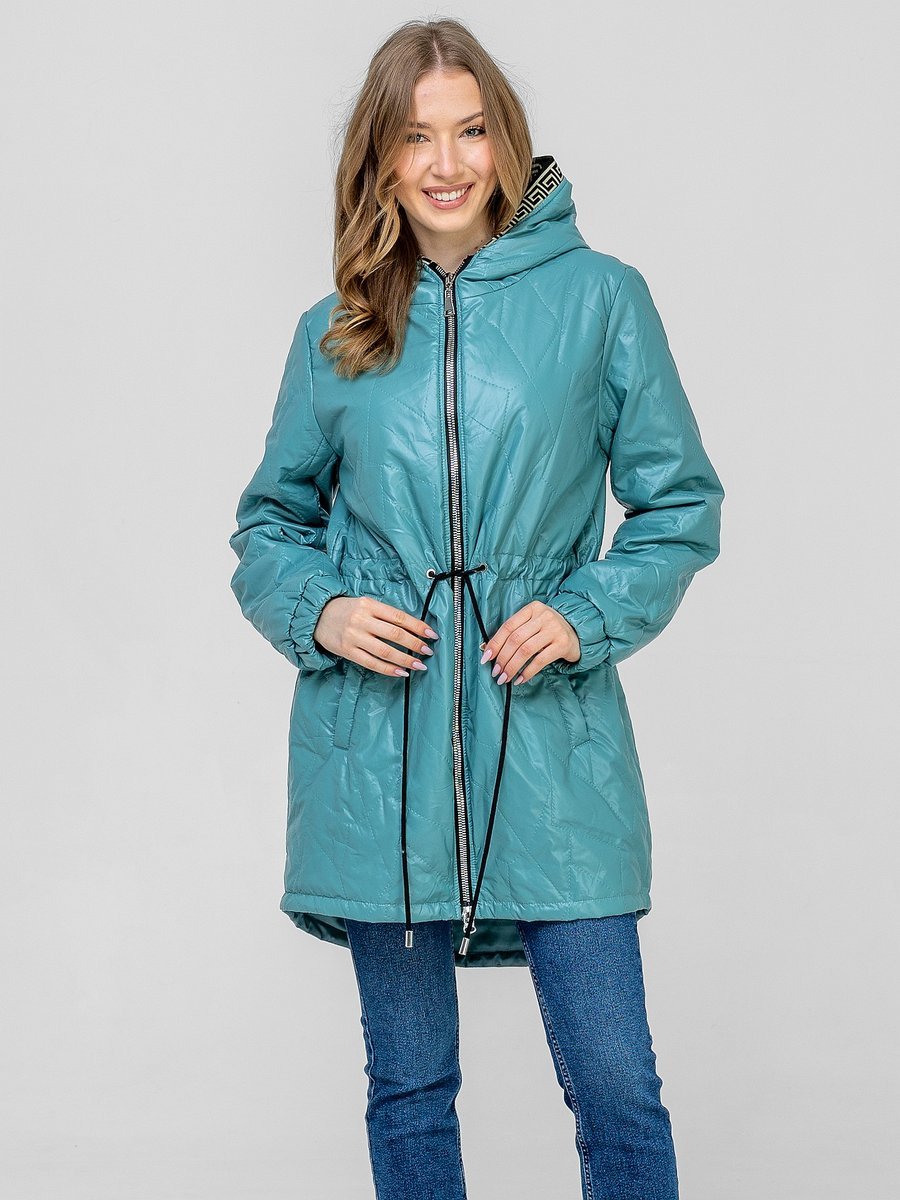 PIKOWANA PRZEJŚCIOWA KURTKA DAMSKA ZE ŚCIĄGACZEM W TALII