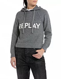 Replay Damska bluza z kapturem, M08 melanż żelazny, XS - Bluzy damskie - miniaturka - grafika 1