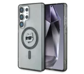 Etui i futerały do telefonów - Karl Lagerfeld Button Choupette Head Printed Logo MagSafe do Galaxy S25 Ultra Czarny - miniaturka - grafika 1