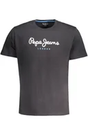Koszulki męskie - MĘSKA KOSZULKA Z KRÓTKIM RĘKAWEM PEPE JEANS CZARNA - Pepe Jeans - miniaturka - grafika 1