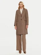 Płaszcze damskie - Tommy Hilfiger Płaszcz wełniany WW0WW43195 Beżowy Regular Fit - miniaturka - grafika 1