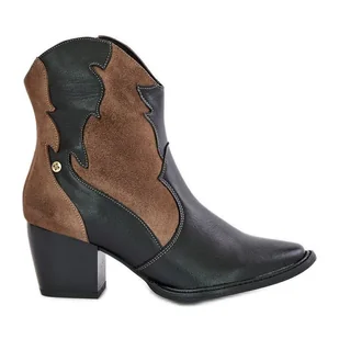 Skórzane Botki Kowbojki Na Słupku Maciejka 06694-02 Brązowe - Botki damskie - miniaturka - grafika 1