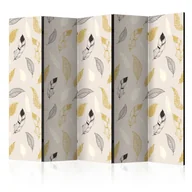 Parawany - Parawan 5-częściowy - Złote piórka II [Room Dividers] (rozmiar 225x172) - miniaturka - grafika 1