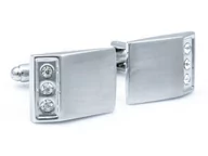 Spinki do mankietów i krawatów - Srebrne spinki do mankietów z oczkami U175 - miniaturka - grafika 1