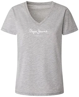 Pepe Jeans Damska koszulka z dekoltem w serek Wendy, Szary (szary Marl), XS - Koszulki i topy damskie - miniaturka - grafika 1