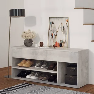 Ławka na buty beton szara 105x30x45 cm materiał drewnopochodny - Szafki na buty - miniaturka - grafika 1
