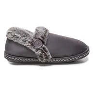 Kapcie damskie - Kapcie Ocieplane Futerkiem Domowe Lekkie Wygodne Modne Stylowe Ozdobione Miękkie Damskie Z Futerkiem Szare Meira 38 - miniaturka - grafika 1