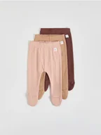 Komplety dla niemowląt - Reserved - Bawełniane legginsy 3 pack - brązowy - miniaturka - grafika 1