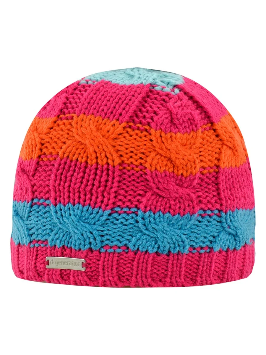 Dziewczęca czapka beanie różowa w paski Doll r.49/51