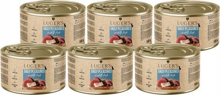 Karma mokra dla kota Luger's Daily Pleasures z białą rybą zestaw 6 x 185 g