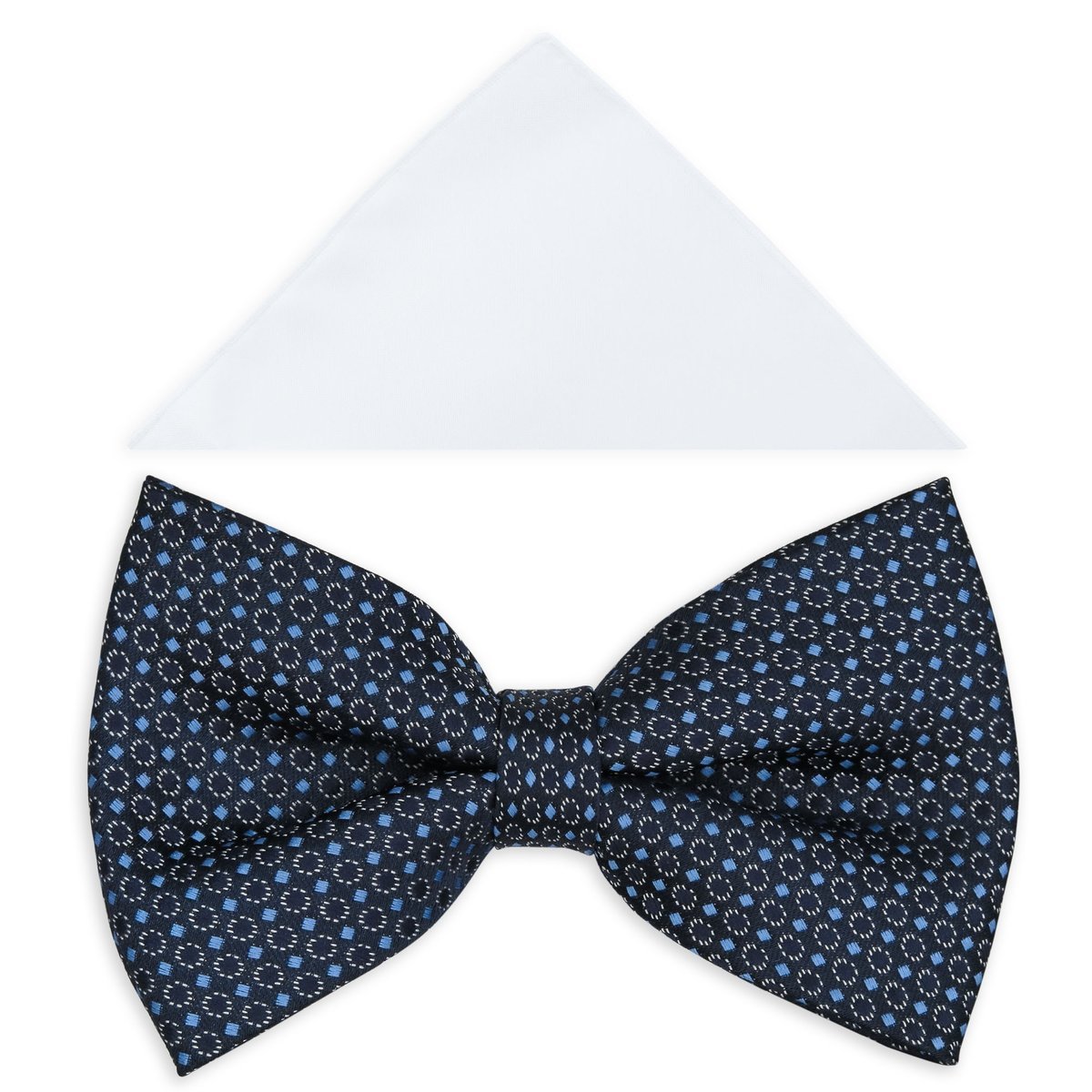 Granatowa muszka w kwadraciki i kropki A407