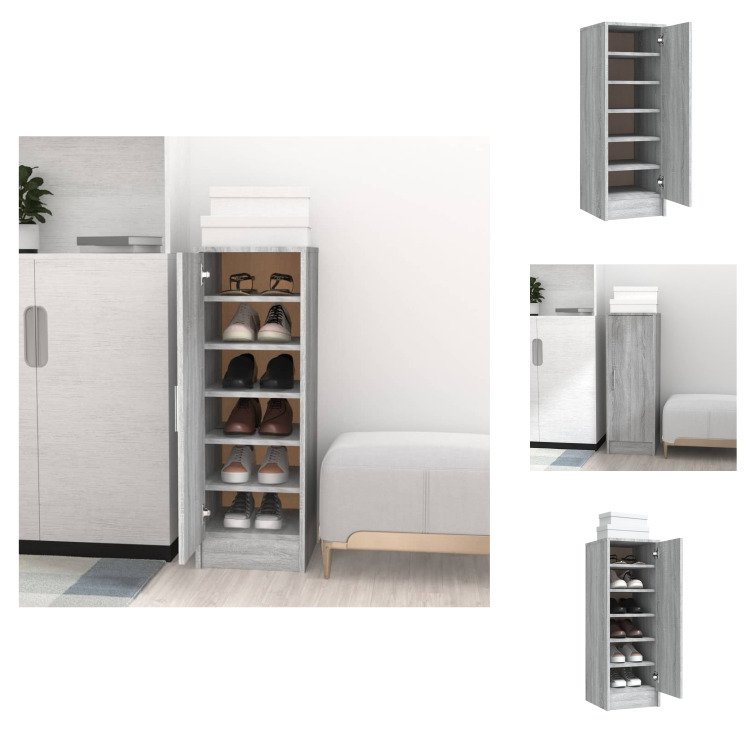 vidaXL Stojak na buty szary Sonoma 32x35x92 cm Materiał drewnopochodny - Stojaki i szafki na buty