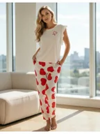 Piżamy damskie - Passion Hearina - Piżama dwuczęściowa, Biało- czerwona Wariant/Rozmiar: XL DOSTAWA 24h GWRANCJA - miniaturka - grafika 1