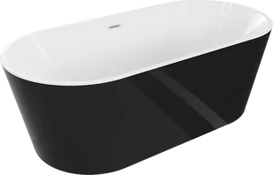 Mexen Luna wanna wolnostojąca 180 x 80 cm, biała/czarna, przelew biały - 52031808075-20 - Wanny - miniaturka - grafika 1