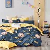Pościel - Cotton World Pościel bawełniana 150x200 2cz dwustronna żółta wesoły lew - miniaturka - grafika 1