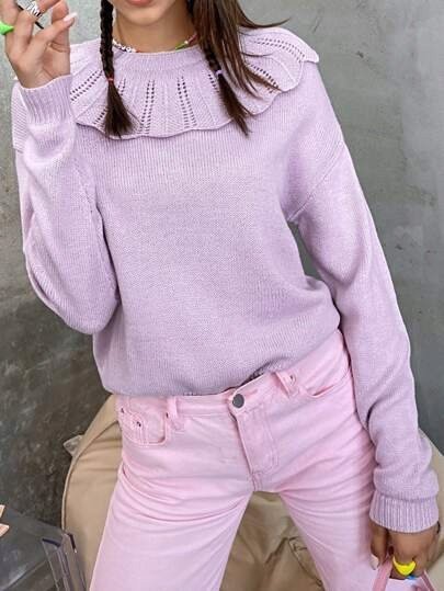 SHEIN SWETER FIOLETOWY Z DŁUGIM RĘKAWEM 36 V3E