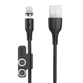 Kable - Kabel magnetyczny 3w1 USB do USB-C / Lightning / Micro USB Foneng X62, 2.4A, 1m (czarny) - miniaturka - grafika 1