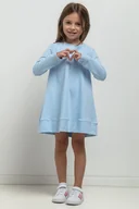 Sukienki i spódniczki dla dziewczynek - Sukienka trapezowa z dzianiny z plisą u dołu, MMD36, jasnoniebieska - miniaturka - grafika 1