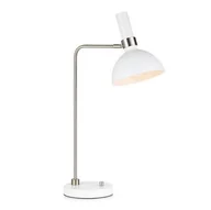 Oprawy, klosze i abażury - Srebrna lampa stołowa Larry z białym kloszem - miniaturka - grafika 1