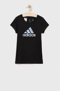 Koszulki dla dziewczynek - adidas Performance t-shirt bawełniany dziecięcy HD4407 kolor czarny - grafika 1