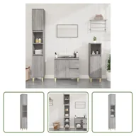 Szafki łazienkowe - The Living Store Szafka łazienkowa szara Sonoma 30x30x190 cm Materiał drewnopochodny - miniaturka - grafika 1