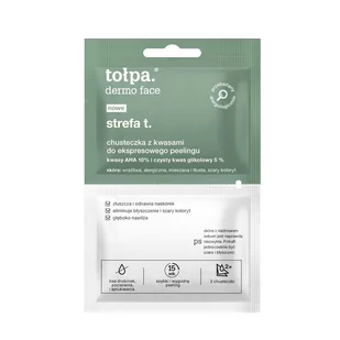 Tołpa Tołpa dermo face strefa t chusteczka z kwasami do ekspresowego peelingu x 2 szt - Kremy do twarzy - miniaturka - grafika 1