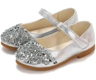 Buty dla dziewczynek - Błyszczące Pantofelki Balerinki Buciki Wizytowe Dla Dziewczynki 16,5Cm R.27 Srebrne - miniaturka - grafika 1